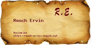 Resch Ervin névjegykártya